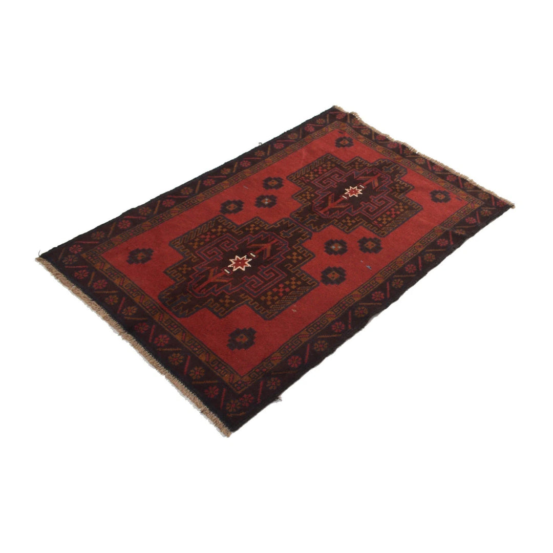 Red Afghan Baluchi Rug 2' 8" x 4' 2" Hand-Knotted | No. AL99800