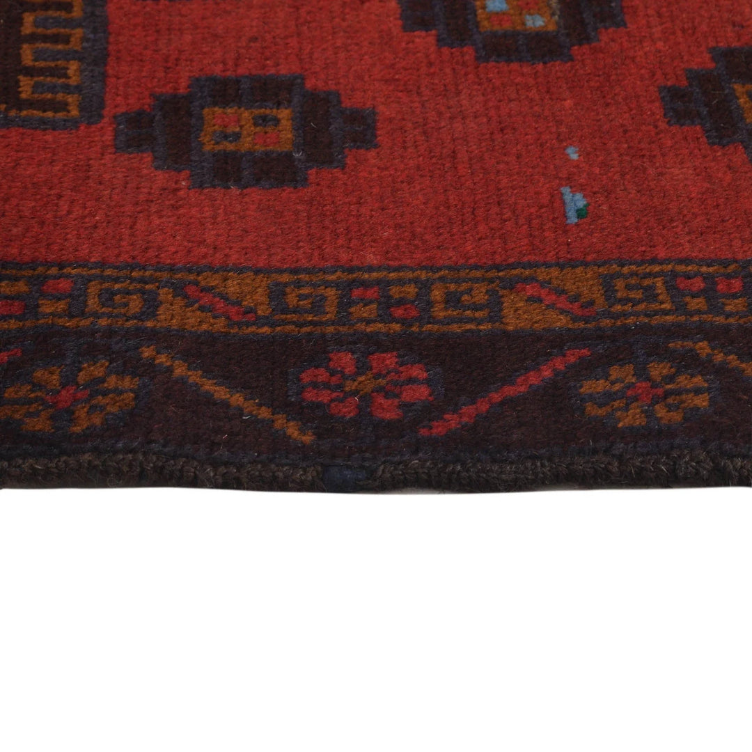 Red Afghan Baluchi Rug 2' 8" x 4' 2" Hand-Knotted | No. AL99800
