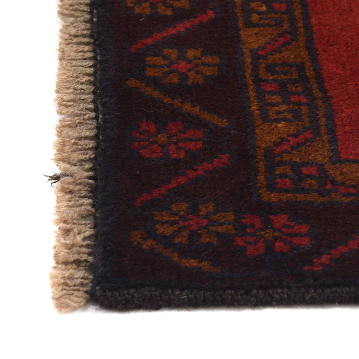 Red Afghan Baluchi Rug 2' 8" x 4' 2" Hand-Knotted | No. AL99800