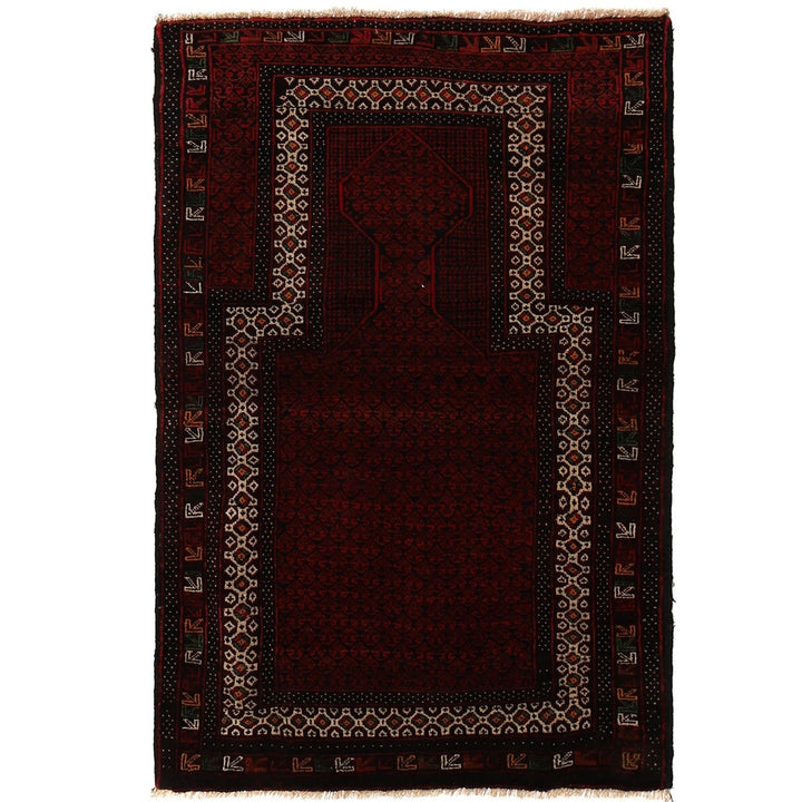 Red Afghan Prayer Rug 2' 10" x 4' 6" Hand-Knotted | No. AL99808