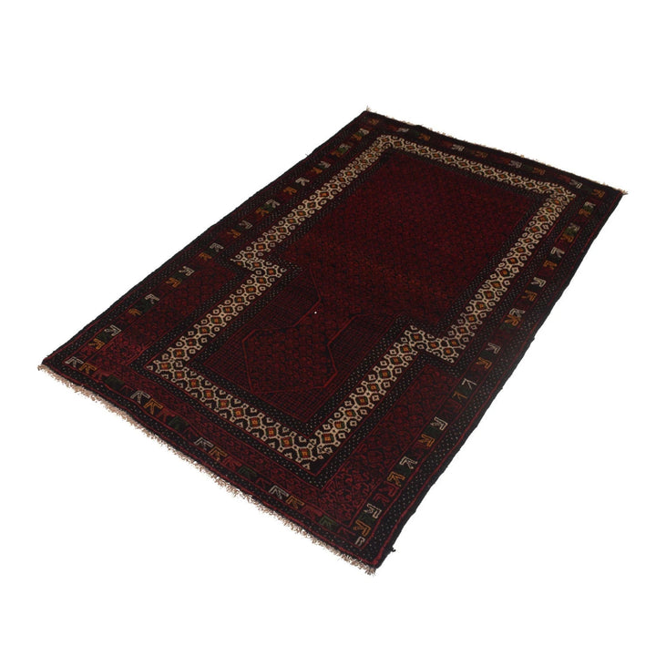 Red Afghan Prayer Rug 2' 10" x 4' 6" Hand-Knotted | No. AL99808