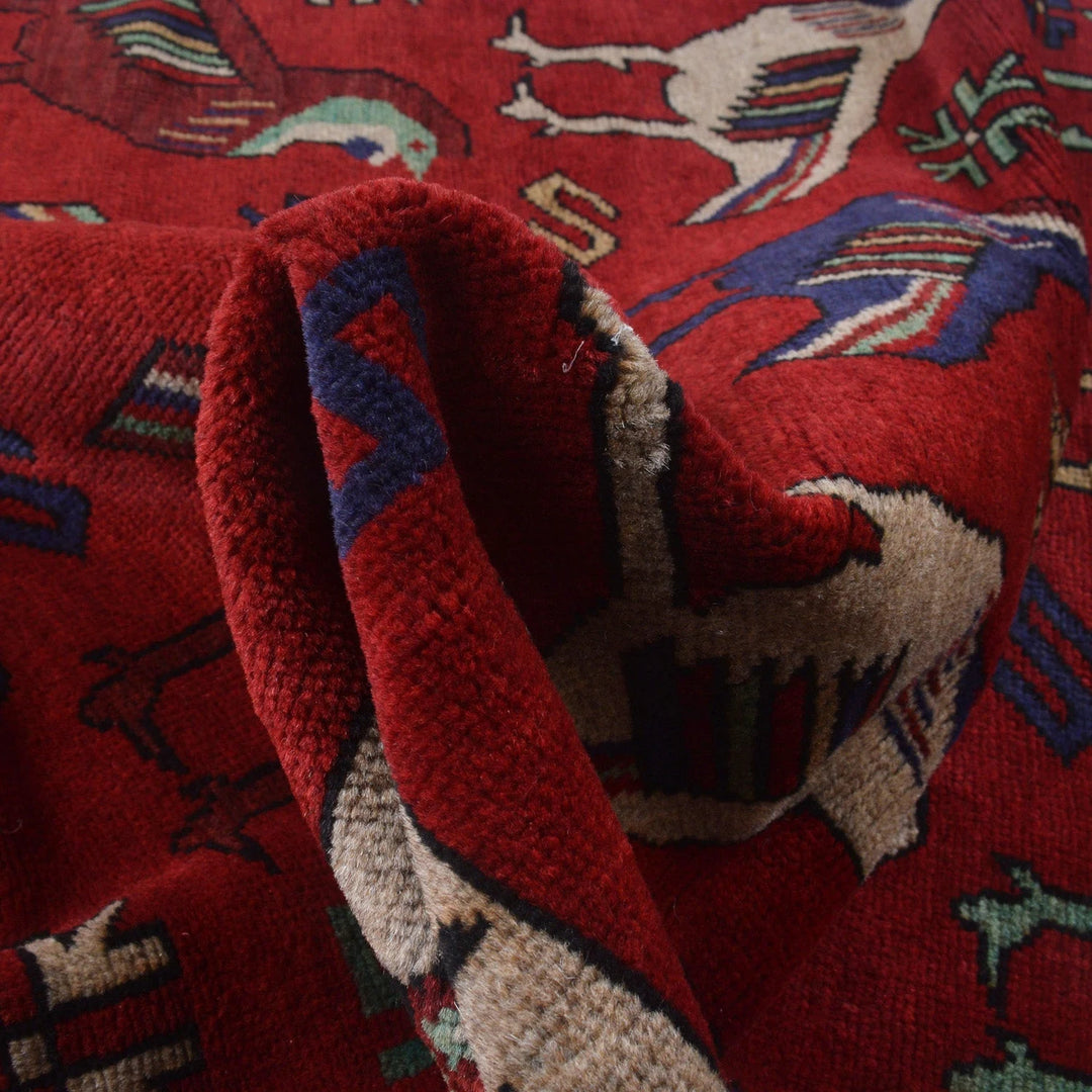 Afghan Pictorial Rug 4' 4" x 6' 2" Hand-Knotted | No. AL99825