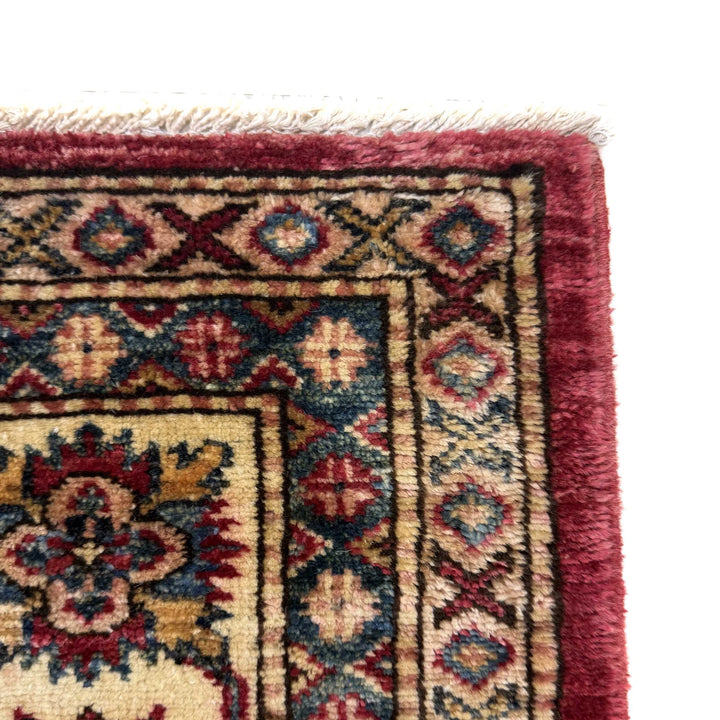 Red Afghan Kazak Rug 5' 10" x 8' 0" Hand-Knotted | No. AL99849