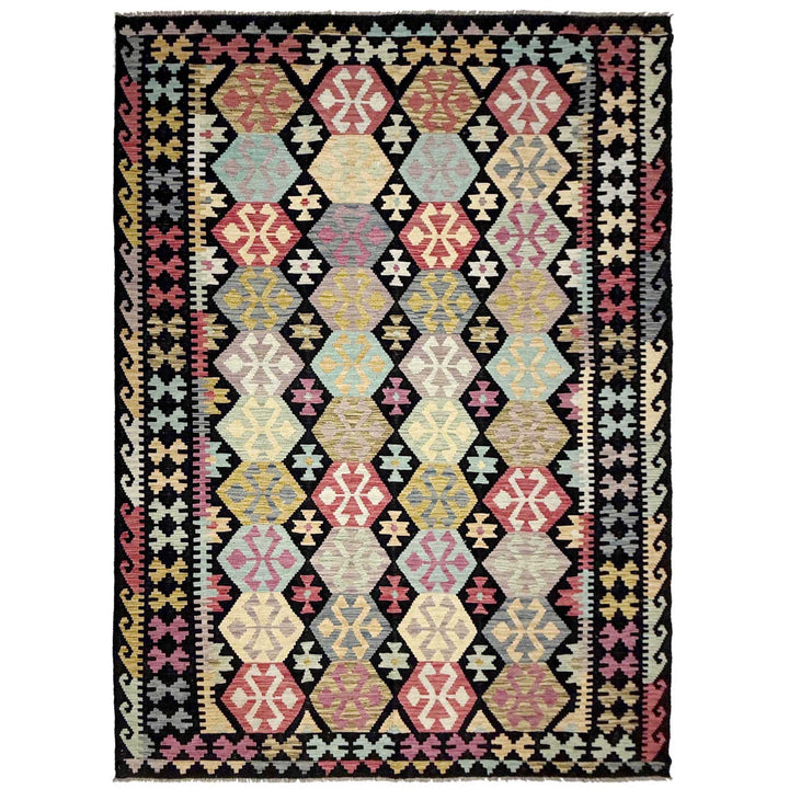 Afghan Vegetable Kilim Rug 6' 4" x 9' 9" Flat-Weave | No. AL999412