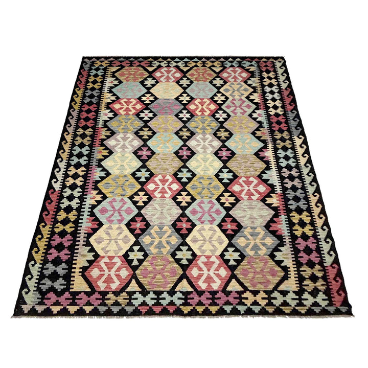 Afghan Vegetable Kilim Rug 6' 4" x 9' 9" Flat-Weave | No. AL999412