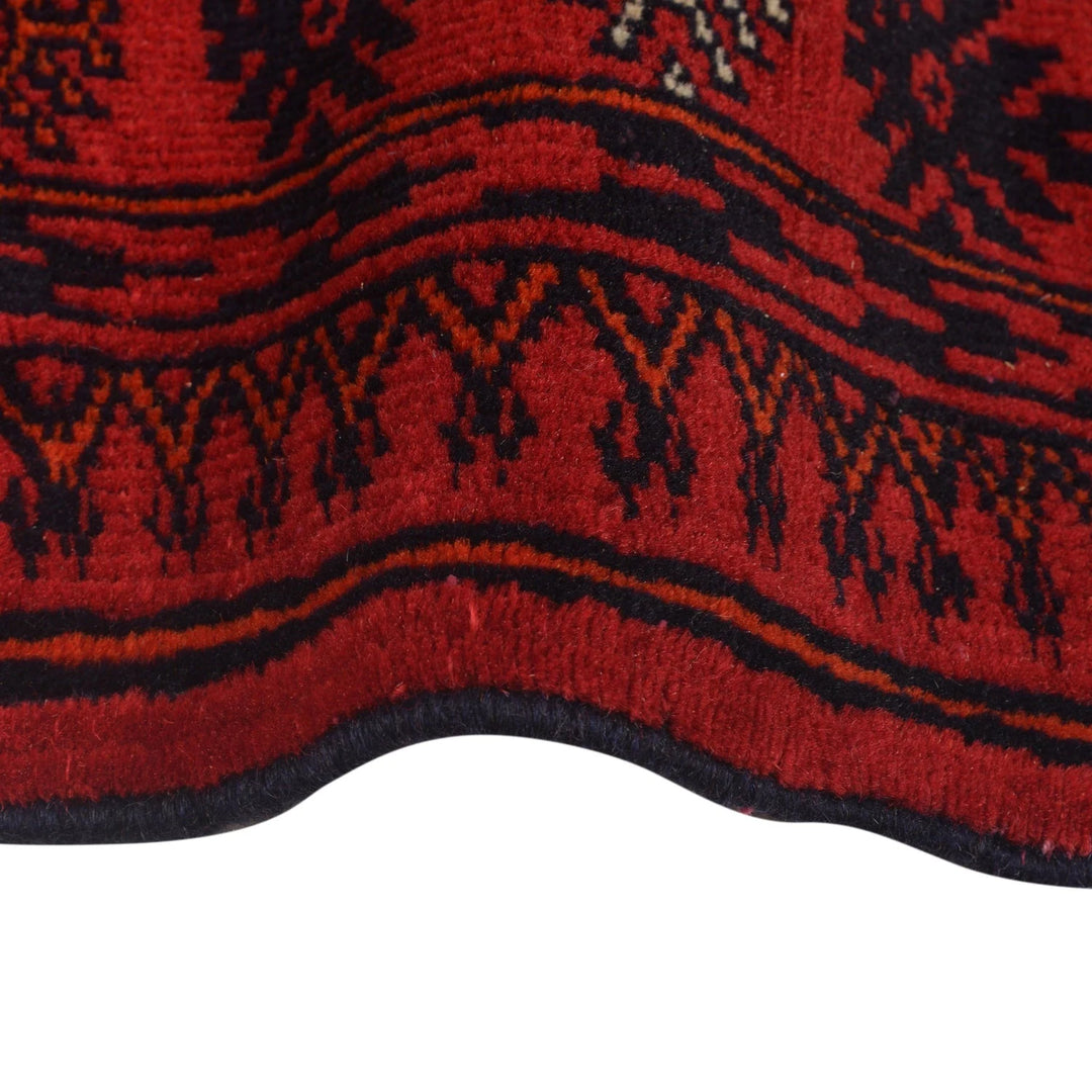 Red Afghan Bokhara Rug 2' 7" x 6' 3" Hand-Knotted | No. AL99971