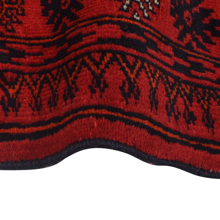 Red Afghan Bokhara Rug 2' 7" x 6' 3" Hand-Knotted | No. AL99971