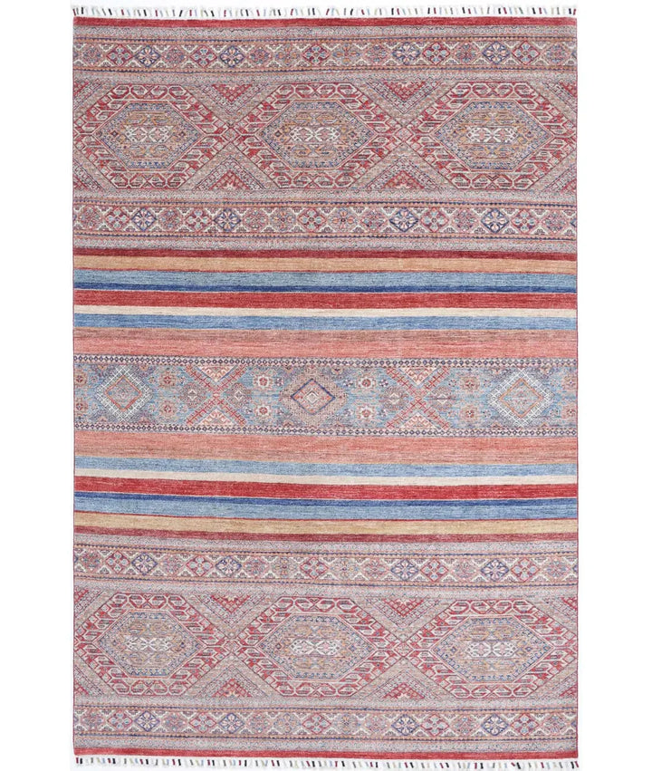 Afghan Khurjeen Rug 6' 7" x 9' 7" Hand-Knotted | No. AT10012
