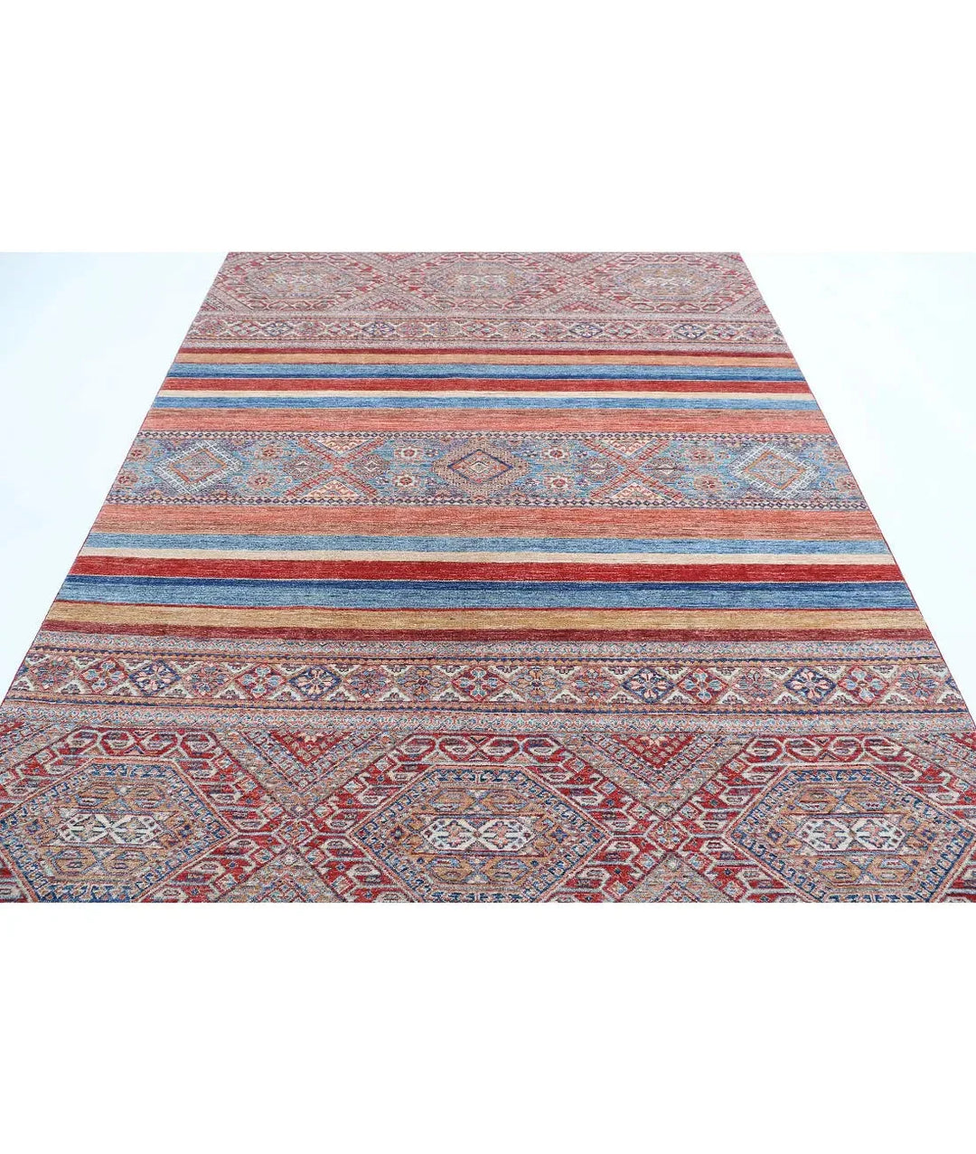 Afghan Khurjeen Rug 6' 7" x 9' 7" Hand-Knotted | No. AT10012