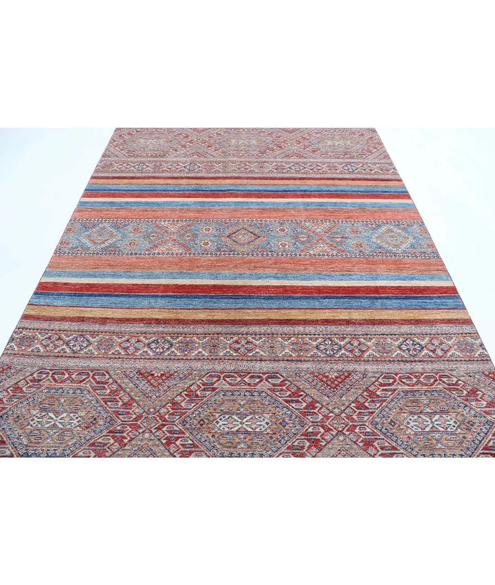 Afghan Khurjeen Rug 6' 7" x 9' 7" Hand-Knotted | No. AT10012