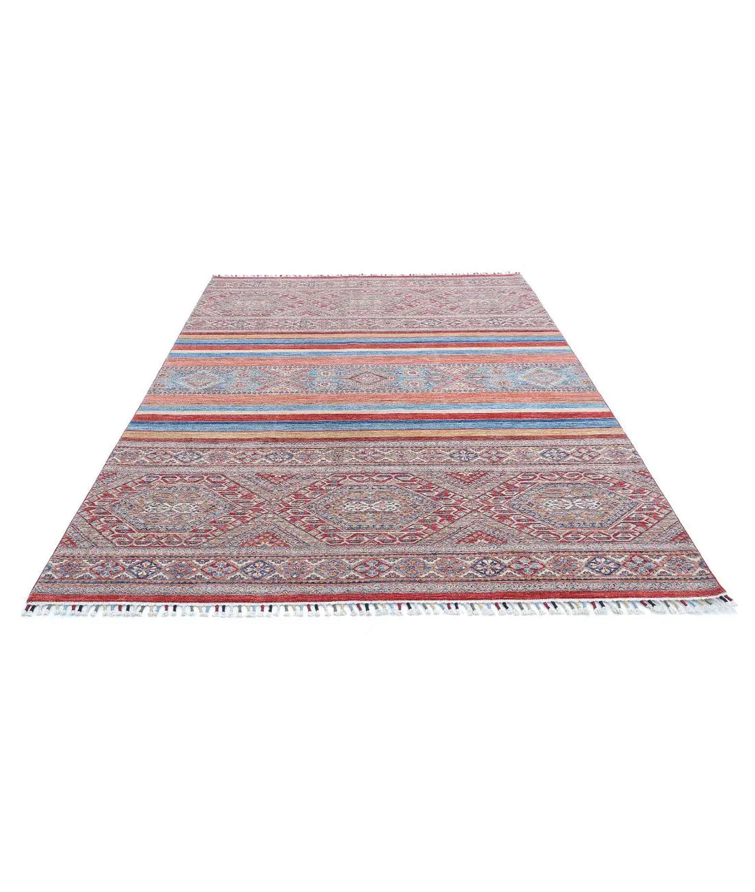 Afghan Khurjeen Rug 6' 7" x 9' 7" Hand-Knotted | No. AT10012