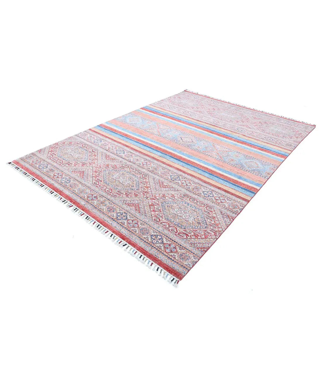 Afghan Khurjeen Rug 6' 7" x 9' 7" Hand-Knotted | No. AT10012