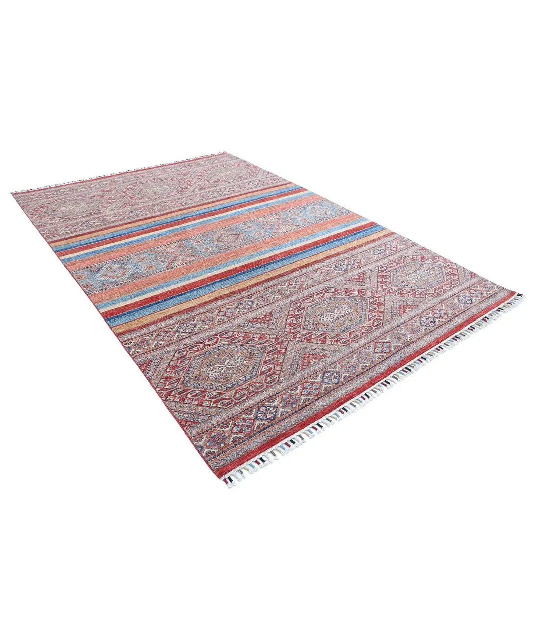 Afghan Khurjeen Rug 6' 7" x 9' 7" Hand-Knotted | No. AT10012