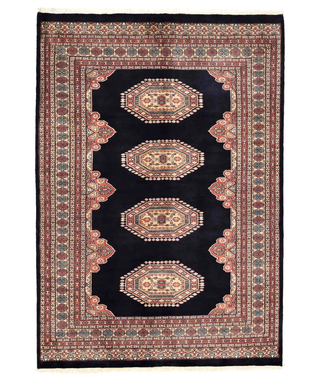 Blue Pakistani Bokhara Rug 5' 2" x 7' 5" Hand-Knotted | No. AT10036