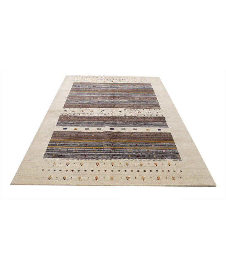 Ivory Indian Lori Rug 5' 8" x 7' 10" Hand-Knotted | No. AT10082