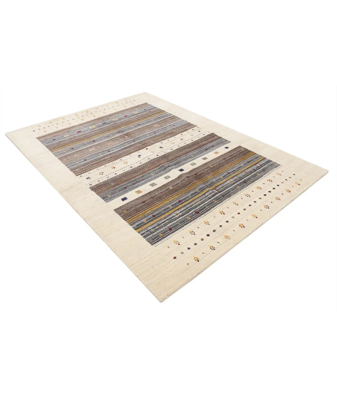 Ivory Indian Lori Rug 5' 8" x 7' 10" Hand-Knotted | No. AT10082