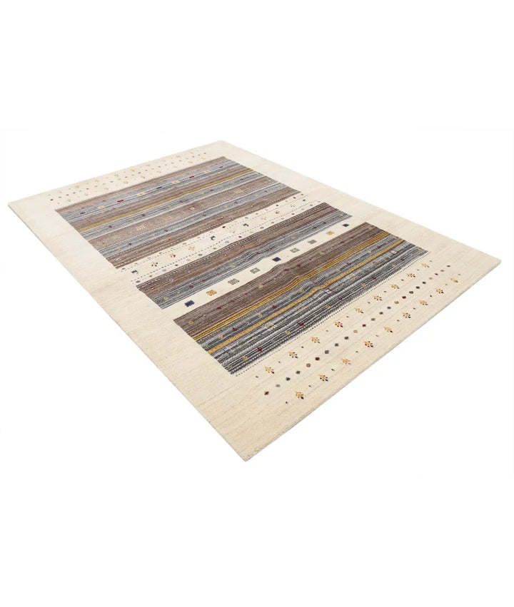 Ivory Indian Lori Rug 5' 8" x 7' 10" Hand-Knotted | No. AT10082