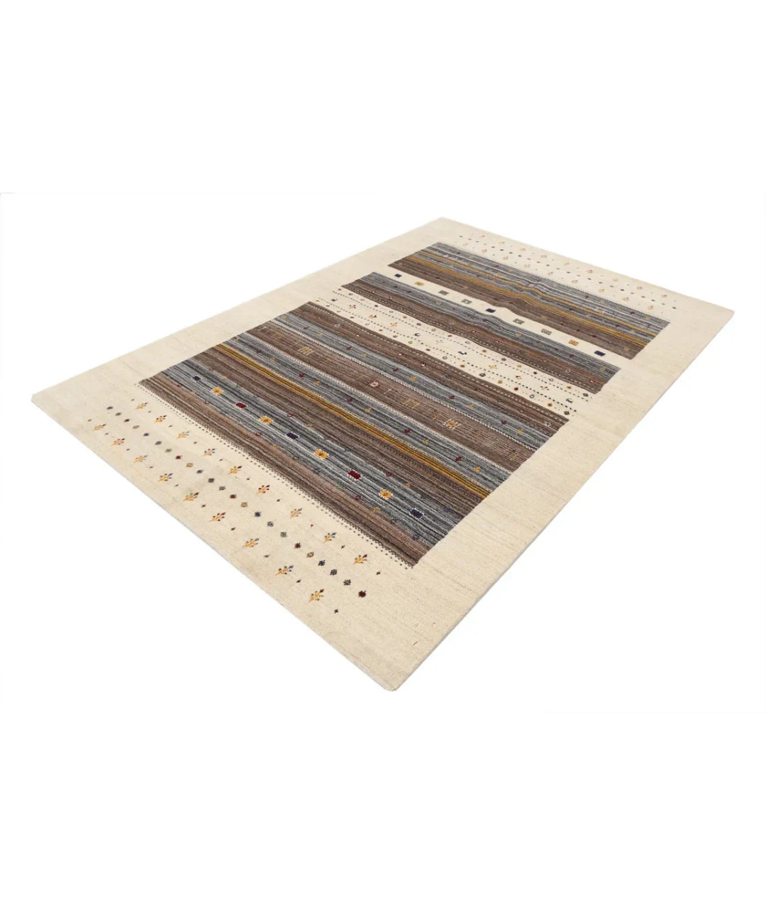 Ivory Indian Lori Rug 5' 8" x 7' 10" Hand-Knotted | No. AT10082