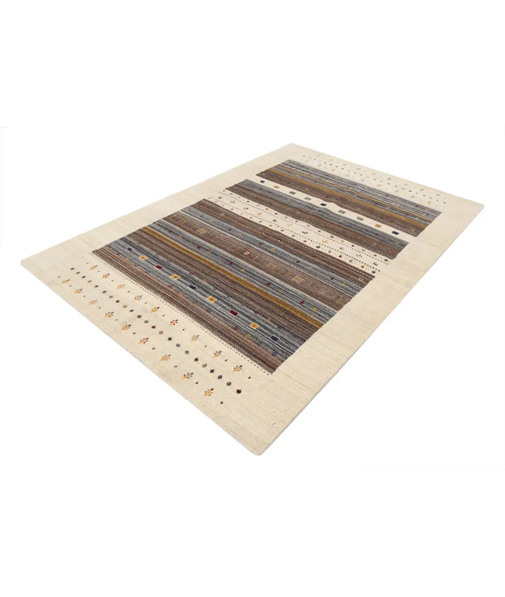 Ivory Indian Lori Rug 5' 8" x 7' 10" Hand-Knotted | No. AT10082