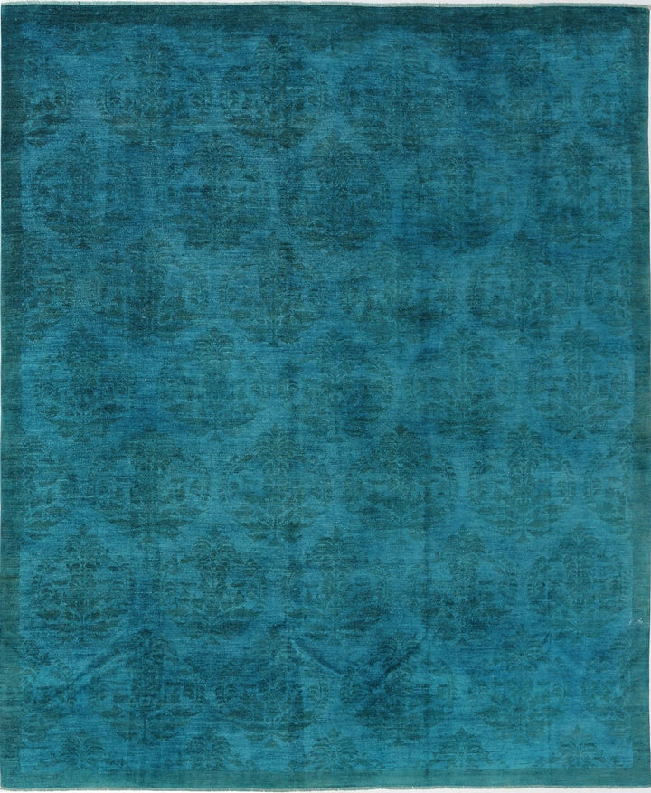 Teal Afghan Overdye Rug 10' 3" x 12' 4" Hand-Knotted | No. AT10136