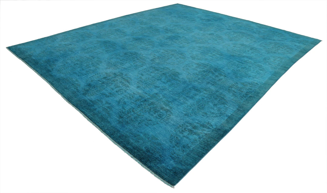 Teal Afghan Overdye Rug 10' 3" x 12' 4" Hand-Knotted | No. AT10136