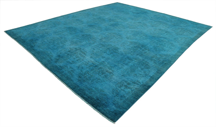 Teal Afghan Overdye Rug 10' 3" x 12' 4" Hand-Knotted | No. AT10136