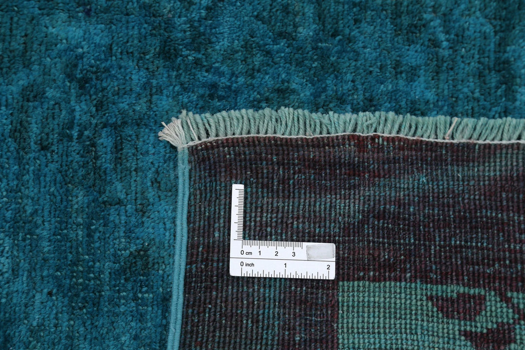 Teal Afghan Overdye Rug 10' 3" x 12' 4" Hand-Knotted | No. AT10136