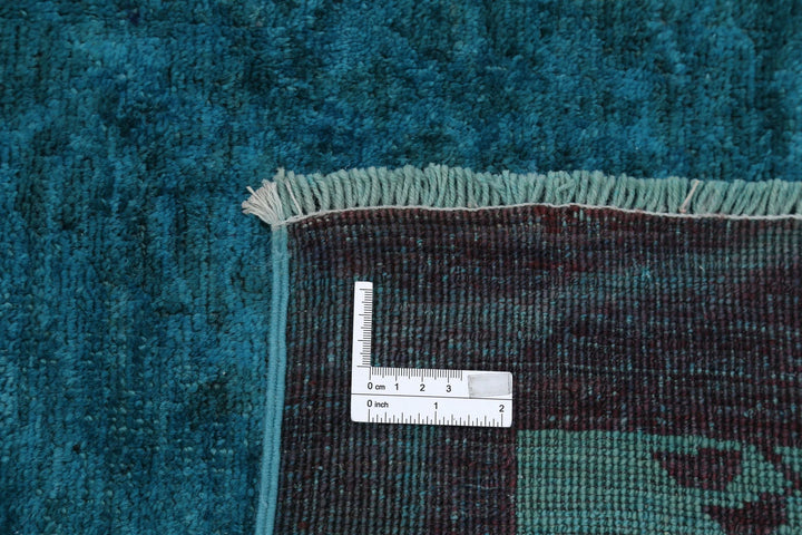 Teal Afghan Overdye Rug 10' 3" x 12' 4" Hand-Knotted | No. AT10136