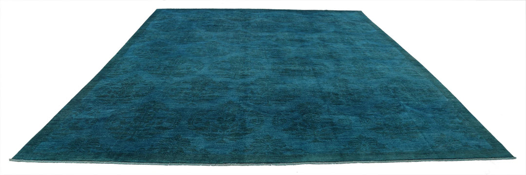 Teal Afghan Overdye Rug 10' 3" x 12' 4" Hand-Knotted | No. AT10136