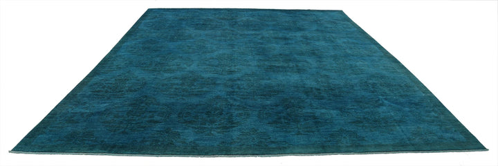 Teal Afghan Overdye Rug 10' 3" x 12' 4" Hand-Knotted | No. AT10136