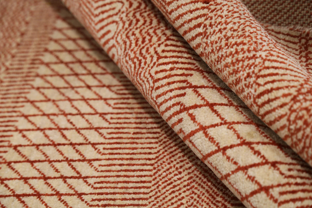 Rust Indian Ziegler Rug 4' 1" x 5' 11" Hand-Knotted | No. AT10147