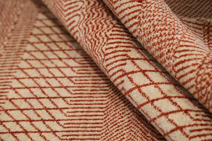 Rust Indian Ziegler Rug 4' 1" x 5' 11" Hand-Knotted | No. AT10147