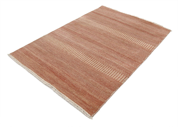 Rust Indian Ziegler Rug 4' 1" x 5' 11" Hand-Knotted | No. AT10147