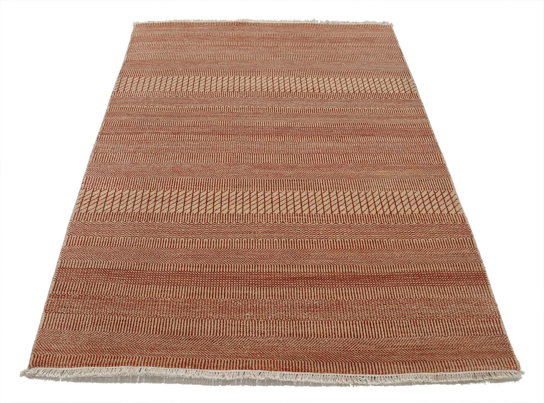 Rust Indian Ziegler Rug 4' 1" x 5' 11" Hand-Knotted | No. AT10147