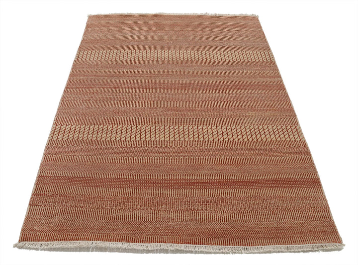 Rust Indian Ziegler Rug 4' 1" x 5' 11" Hand-Knotted | No. AT10147