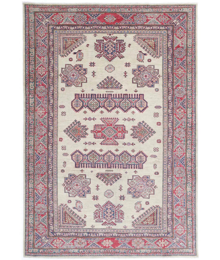 Afghan Royal Kazak Rug 4' 10" x 7' 3" Hand-Knotted | No. AT10148