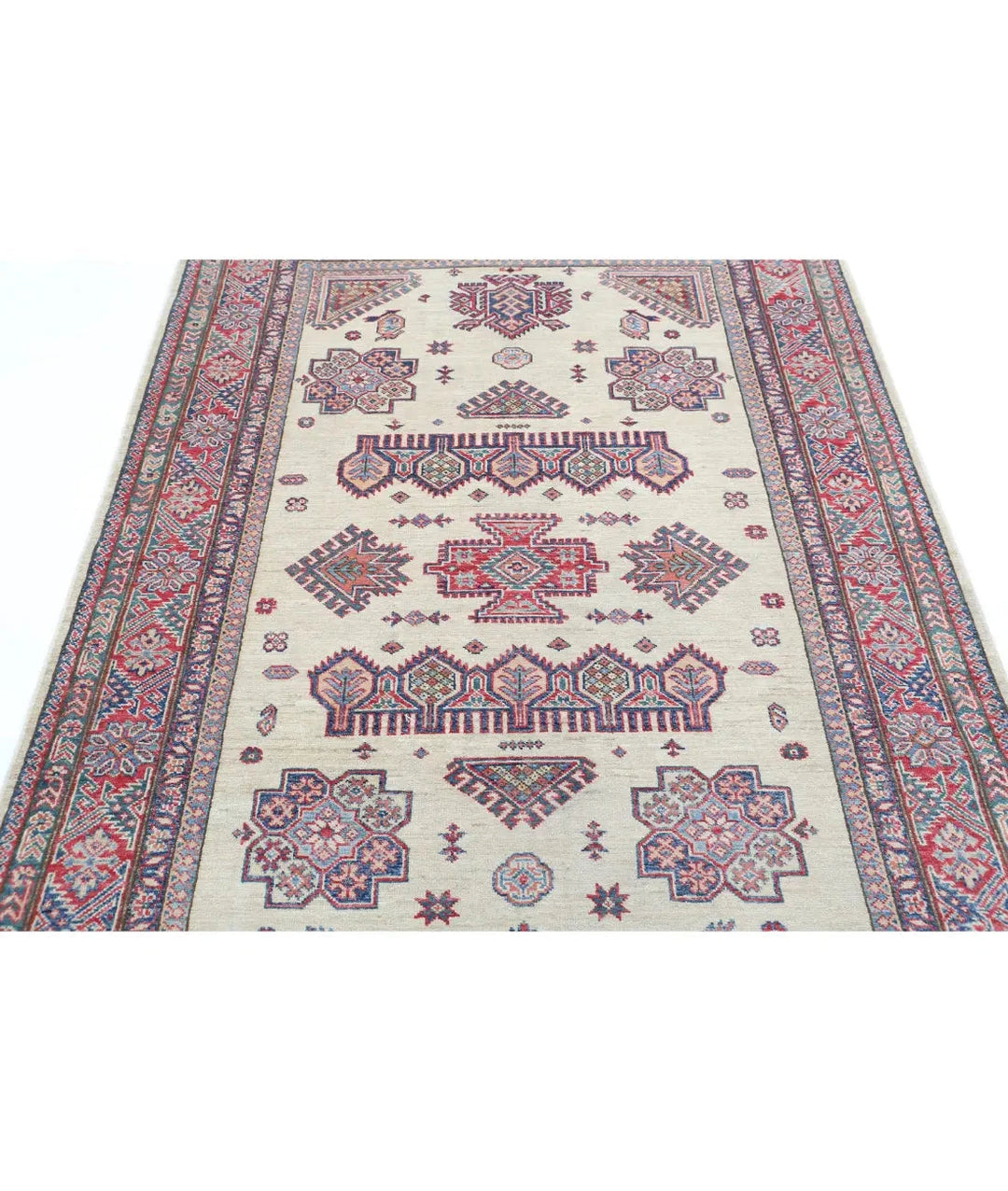 Afghan Royal Kazak Rug 4' 10" x 7' 3" Hand-Knotted | No. AT10148