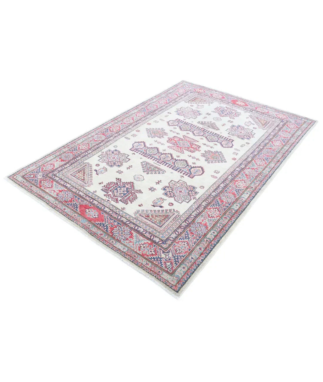 Afghan Royal Kazak Rug 4' 10" x 7' 3" Hand-Knotted | No. AT10148