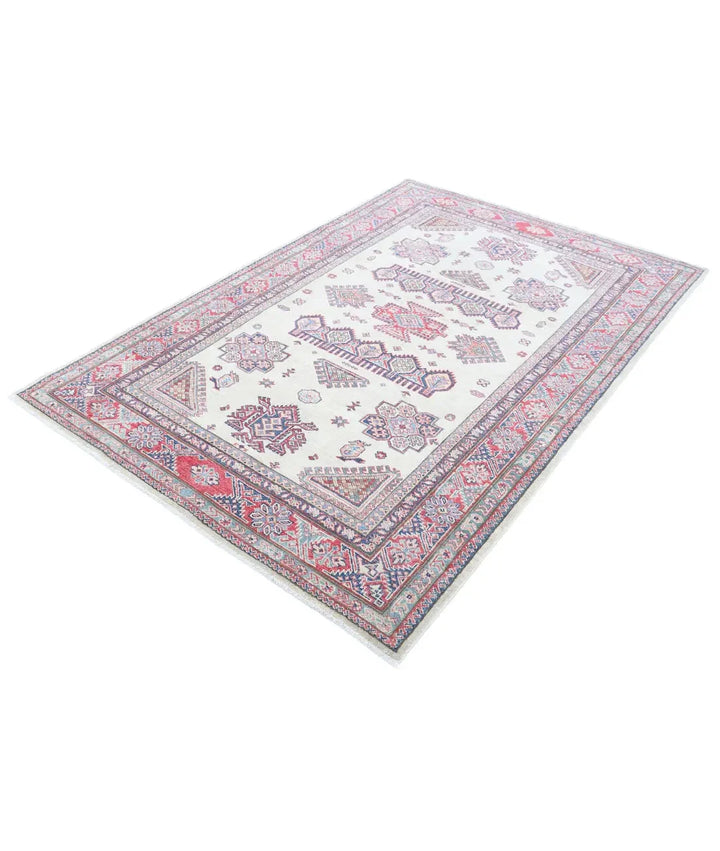 Afghan Royal Kazak Rug 4' 10" x 7' 3" Hand-Knotted | No. AT10148