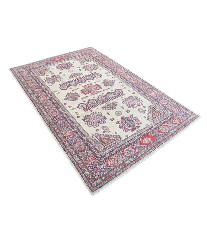 Afghan Royal Kazak Rug 4' 10" x 7' 3" Hand-Knotted | No. AT10148