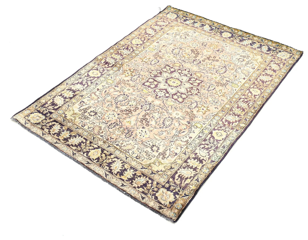 Blue Oriental Qum Rug 3'4" x 4'10" Hand-Knotted | No. AT10178