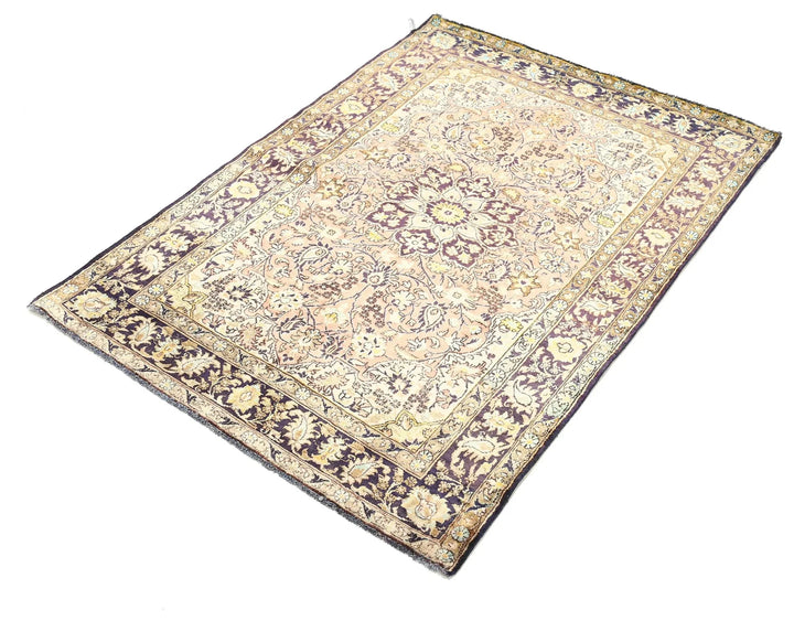 Blue Oriental Qum Rug 3'4" x 4'10" Hand-Knotted | No. AT10178