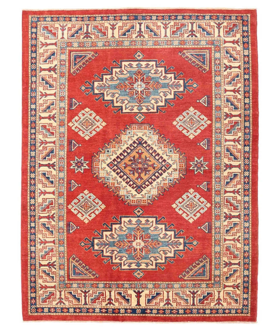 Afghan Kazak Rug 4' 11" x 6' 7" Hand-Knotted | No. AT10264