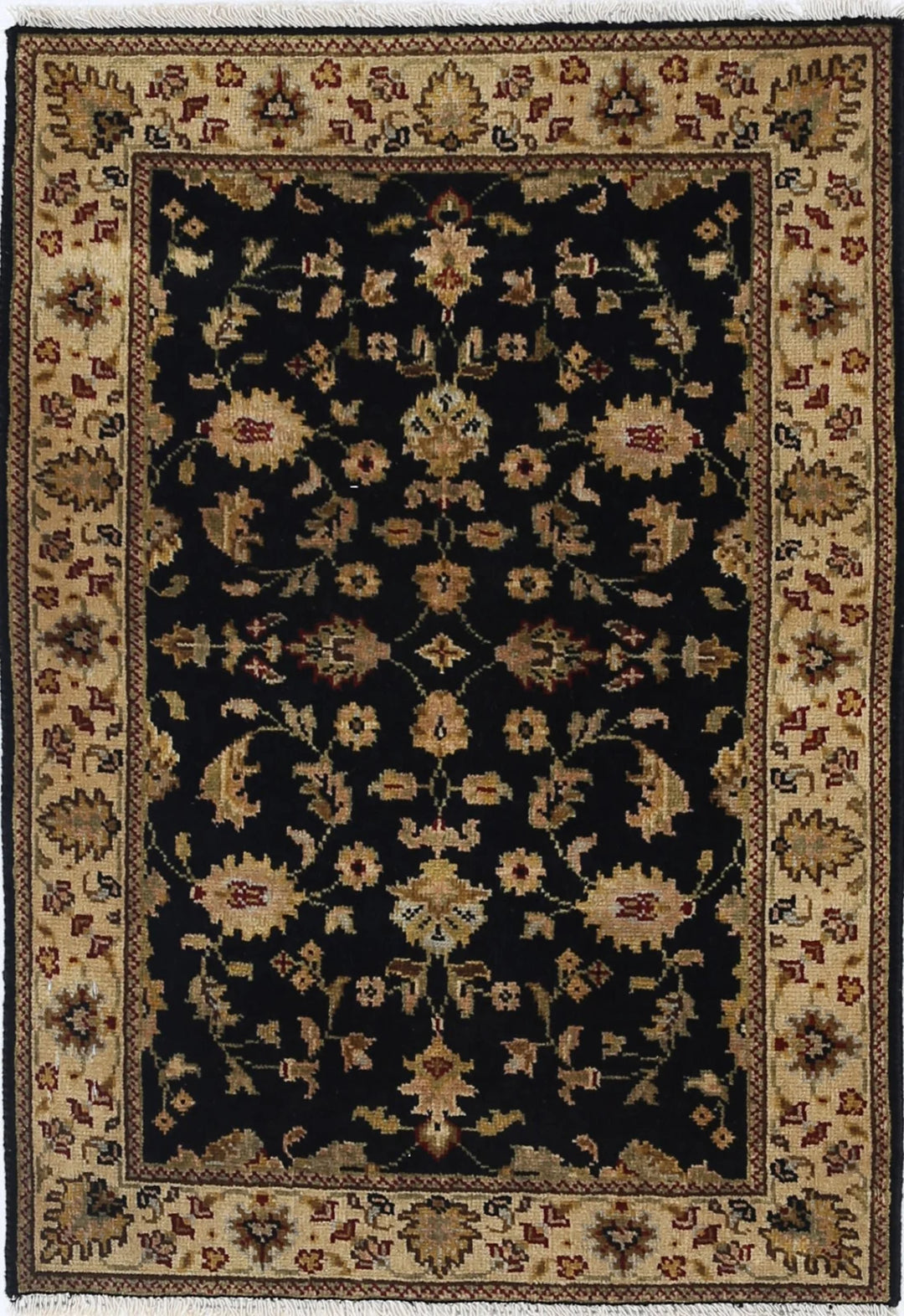 Black Indian Ziegler Rug 1' 11" x 2' 10" Hand-Knotted | No. AT10363