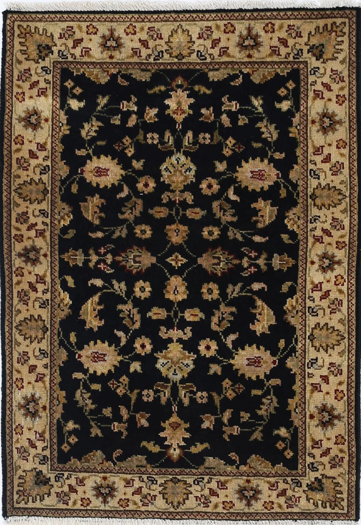 Black Indian Ziegler Rug 1' 11" x 2' 10" Hand-Knotted | No. AT10363