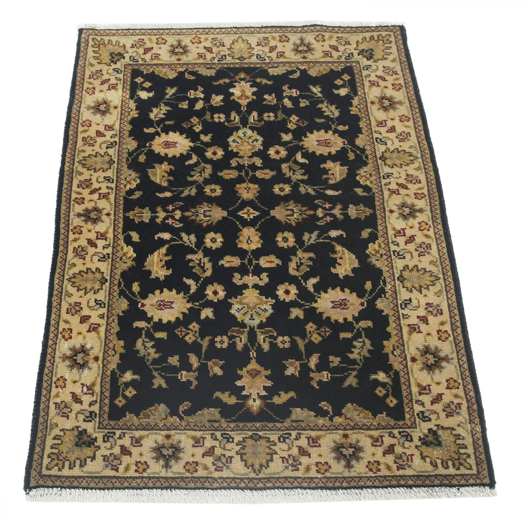 Black Indian Ziegler Rug 1' 11" x 2' 10" Hand-Knotted | No. AT10363