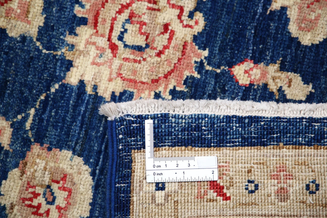 Blue Afghan Ziegler Rug 5'7" x 8'3" Hand-Knotted | No. AT10407