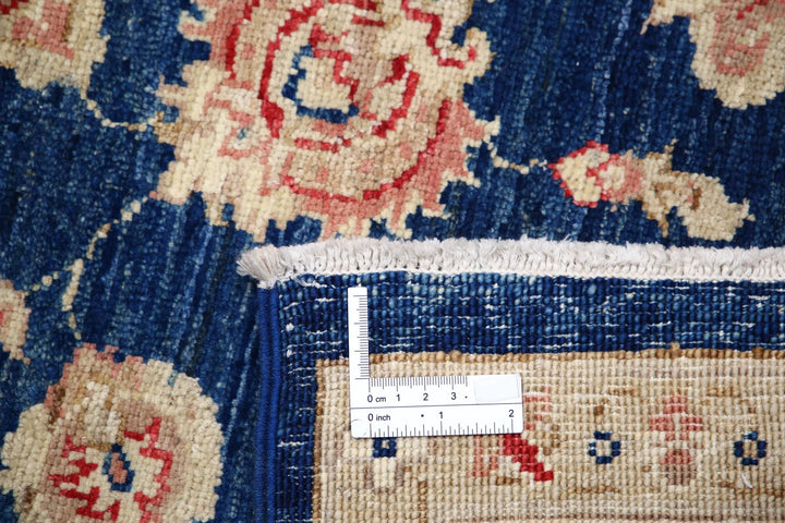 Blue Afghan Ziegler Rug 5'7" x 8'3" Hand-Knotted | No. AT10407