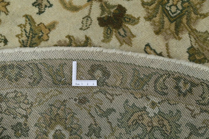 Ivory Green Indian Ziegler Rug 5' 10" x 5' 11" Hand-Knotted | No. AT10427