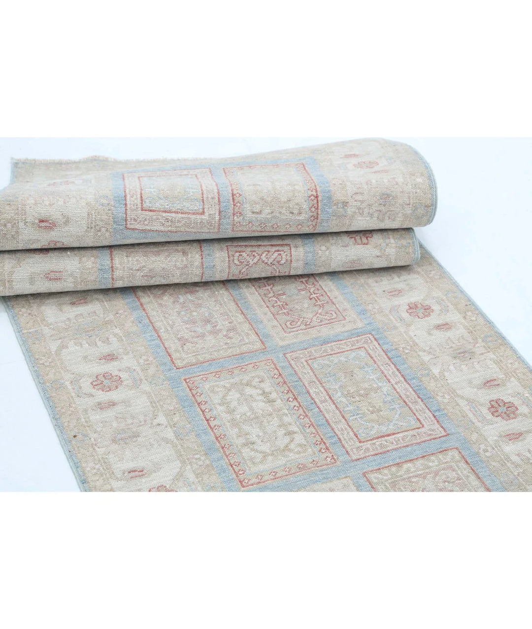Blue Afghan Serenity Rug 2' 7" x 9' 10" Hand-Knotted | No. AT10482